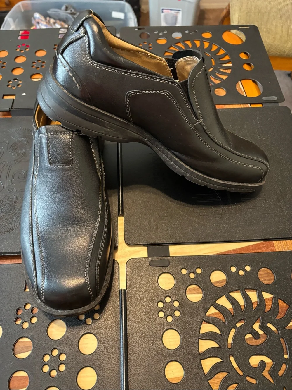 Dockers Men's Black Slip-On Leather Loafers